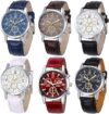 6 Pack Men’s Leather Quartz Watch