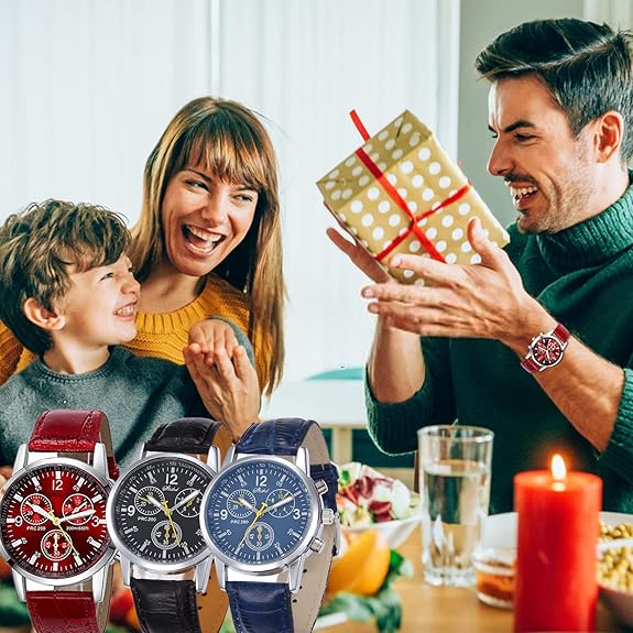 6 Pack Men's Leather Quartz Watch - Image 7