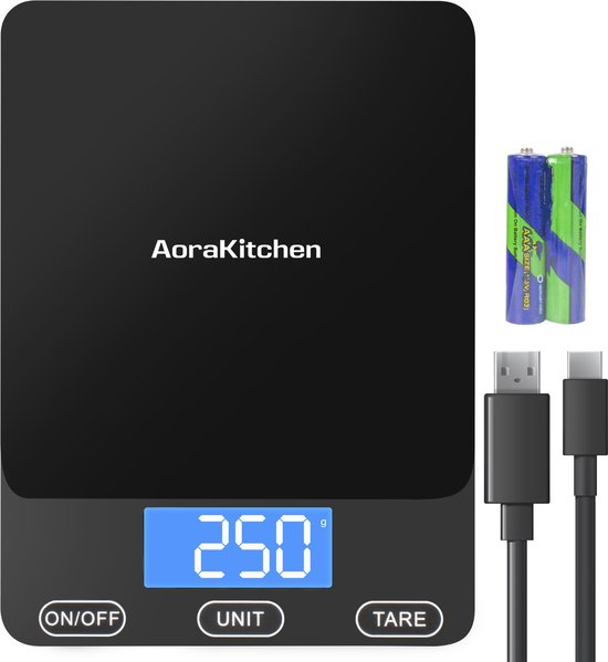 AoraKitchen Digital Kitchen Scale USB Rechargeable 15kg Capacity
