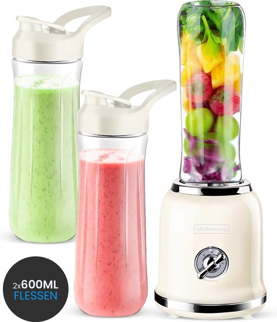 KitchenApp Retro Blender To Go – 300W, 2 BPA-Free Bottles