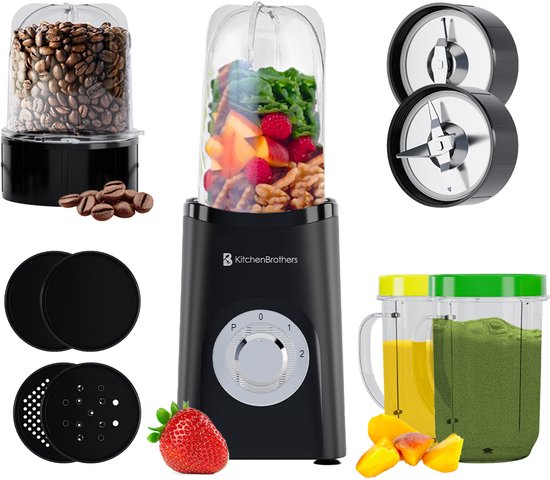 KitchenBrothers 2-in-1 Smoothie Blender, 300W Power