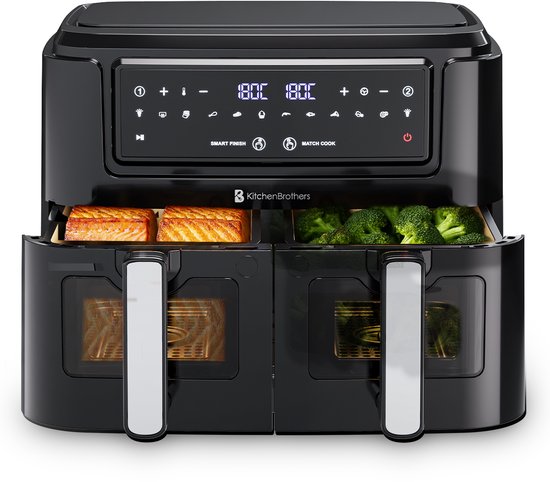 KitchenBrothers 9L Dual Zone Airfryer with 10 Programs