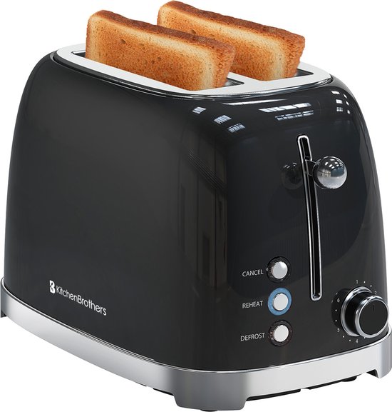 KitchenBrothers Retro Toaster – Extra Wide Slots, 2 Slices