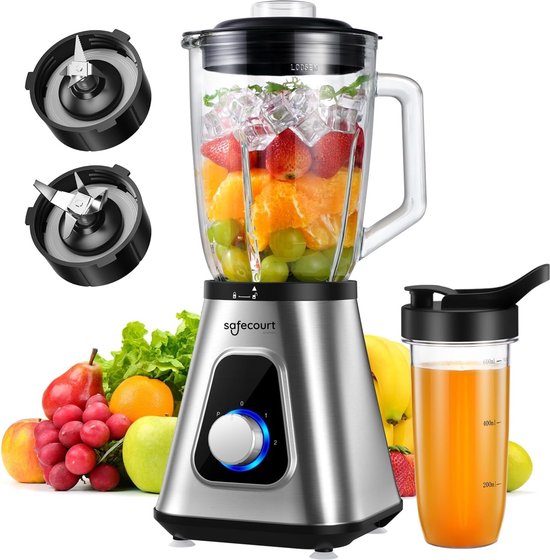 Safecourt 1200W Blender with To-Go Cup, 5 Speeds