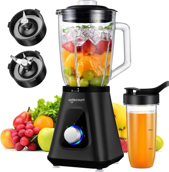 Safecourt 1200W Kitchen Blender with Auto Shut-off, 1.5L