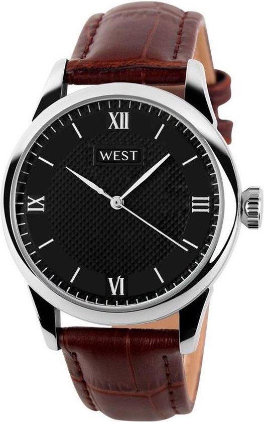 Amsterdam Men’s Analog Watch – Black/Brown Leather Band – 38mm